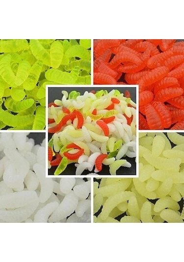 Valkyrie 200 Adet 2,4cm Yumuşak Silikon Kurtçuk Olta Balık Yemi - 4 Farklı Renk - Fosforlu