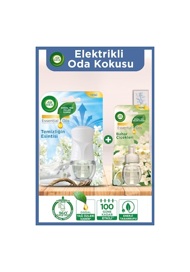 Air Wick Elektrikli Temizliğin Esintisi 1 Cihaz + 1 Koku + Yedek Şişe Bahar Çiçekleri