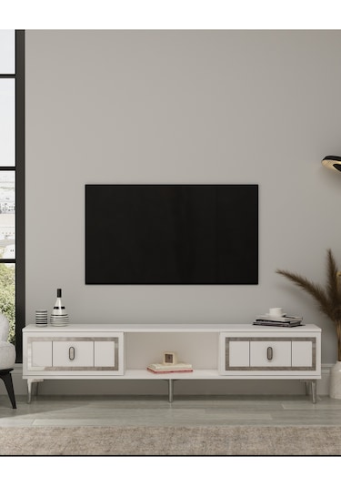 Orionct Tv Sehpası Beyaz-gümüş Beyaz-gümüş