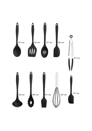 Perotti 15678 Kitchenmate Lucy Black 10 Parça Silikon Spatula Set