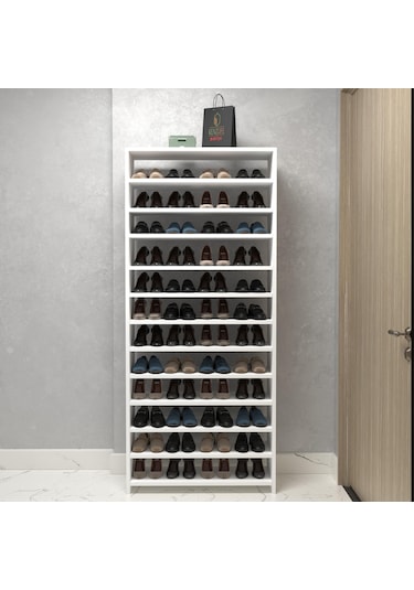 Kenzlife Ayakkabılık Konevi Mat Beyaz Suntalam 183 080 30 Kırksekiz Çift Ayakkabı Kapasitesi Arkalıksız Beyaz