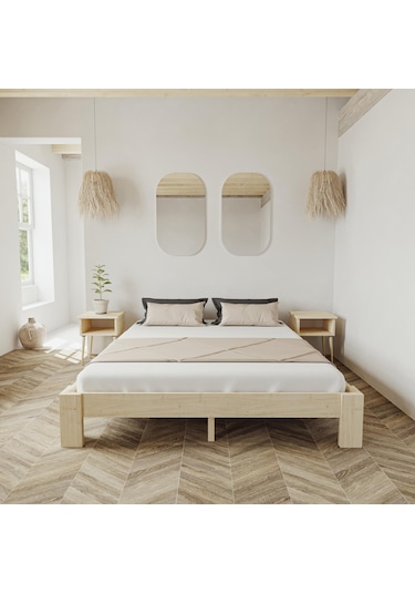 Soft Model Doğal Çam Ahşap Karyola-13 90 x 200