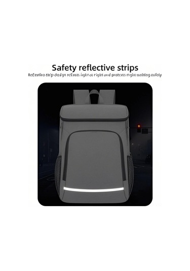 Ranyeek 24l Isı Ve Soğuk Tutucu Sırt Çantası, Su Geçirmez Oxford Kumaş, Leakproof Aluminyum Foli, Gece Güvenliği Yansıtıcı Şeritler, Piknik Kamp İçin Siyah Siyah