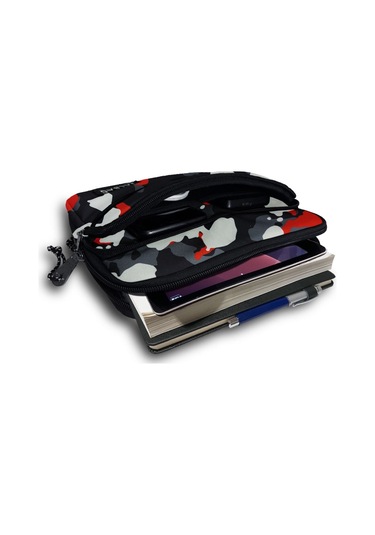 Jacbag Kırmızı Kamuflaj Erkek Çocuk/yetişkin Üç Cepli Tablet Telefon Not Defteri El Çantası Tablet Kılıfı