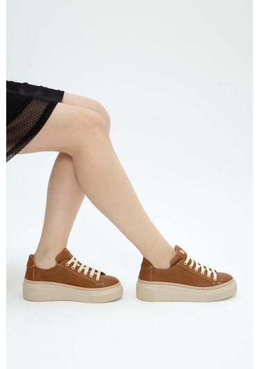 Tamer Tanca Kadın Hakiki Deri Taba Floter Sneakers & Spor Ayakkabı 937 5022-09 Bn Ayk Y23 Taba Floter Taba