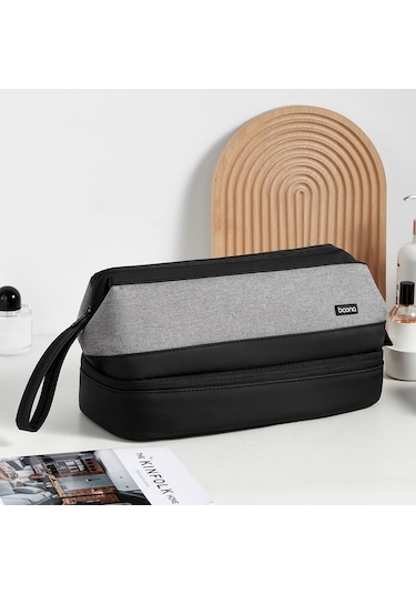 Baona Bn-ds005 İçin Büyük Kapasiteli Çift Katmanlı Saç Kurutma Makinesi Saç Maşası Saklama Çantası Gri