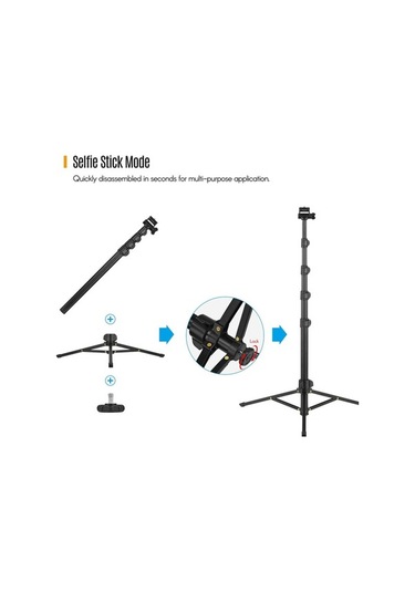 Createtech Andoer 168 Cm 2'lu Telefon Selfie Çubuğu + Tripod, 3 Kg Telefon Tutucu