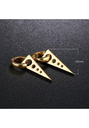 Altın Erkekler İçin İçi Boş Üçgen Paslanmaz Çelik Halka Küpe Altın