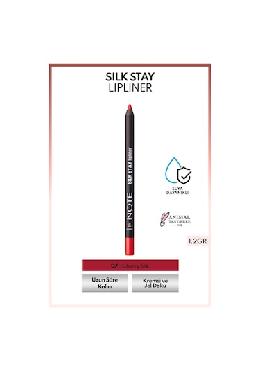 Note Cosmetics Silk Stay Lipliner Suya Dayanıklı İpeksi Dudak Kalemi - 07 Cherry Silk - Kırmızı