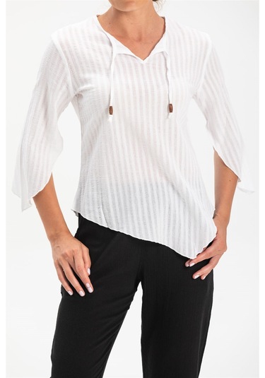 Rodos Gofre Bluz Beyaz Byz Beyaz