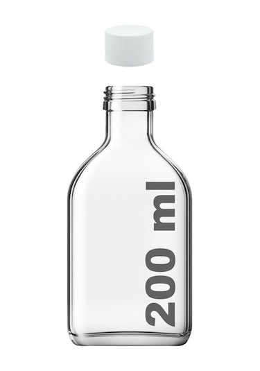 Afracam Cold Brew Yassı Şeffaf 200 ML Beyaz Kapaklı Cam Şişe