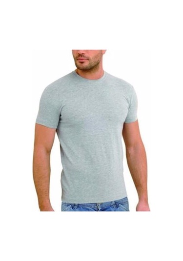 Yıldız Erkek Sıfır Yaka Lycralı T-shirt Fanila 3'lü Paket -90-91-92 Gri