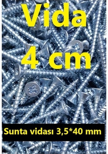 Vida 4 Cm 100 Adet - Ağaç - Ahşap - Aunta Vidası 3.5x40 Mm