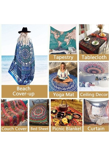 Pazly Yoga Ve Tasarım Şık Şalı Renkli Plaj Oturma Odası İşi İçin Halısı Goblen El Duvar Dekoru, Bohem Battaniyesi - Gv