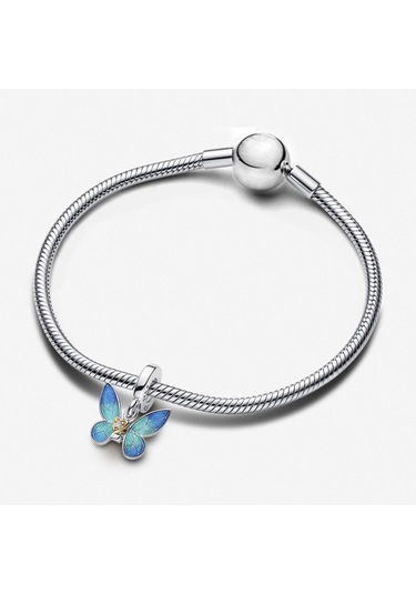 Nur Silver Blue Butterfly Dangle Gümüş Sallantılı Charm Nur-ch00017 Çok Renkli
