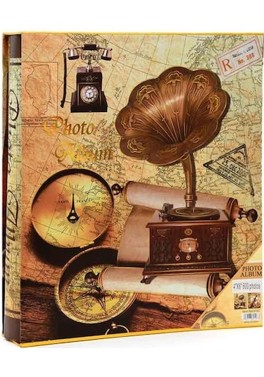 Sara Gramofon Desenli Kutulu Fotoğraf Albümü 600'lük 10x15 CM