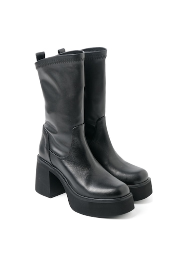 Siyah Streç Çizme Kadın Gtn-20695 John May Sıyah Siyah