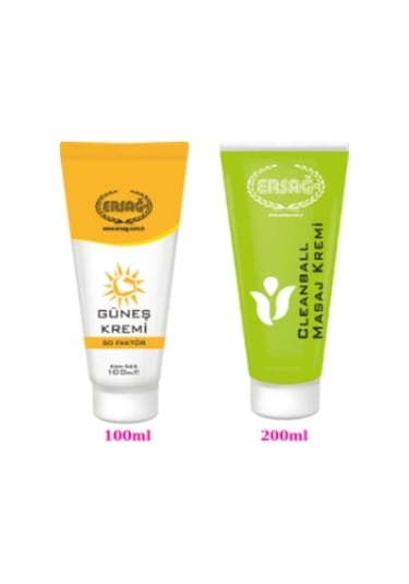 Ersağ Güneş Kremi SPF50 100 ML + Cleanball Masaj Kremi 200 ML