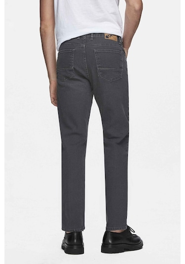 Ucla Fausto Gri Denim Nakışlı Standard Fit Erkek Pantolon Gri