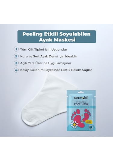 Dermokil Peeling Etkili Çorap Tipi Soyulabilir Ayak Maskesi 30 Ml X 3 Adet