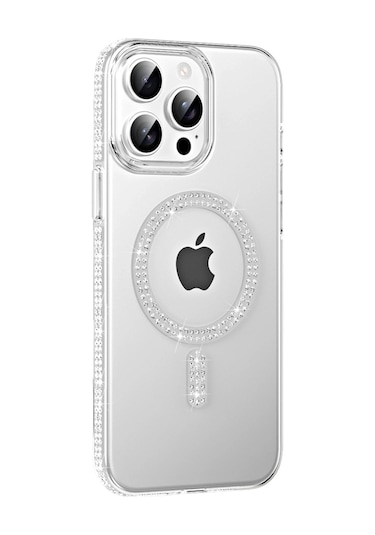 Joko Apple iPhone Uyumlu 15 Pro Move Taşlı Magsafe Kapak - Natural Grey Gri