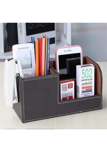 Ganzhoushop Masa Düzenleyici - Ofis Kalemlik Düzenleyici Masaüstü Masa Aksesuarları Ofis Malzemeleri Organizasyon Dekor Kahverengi