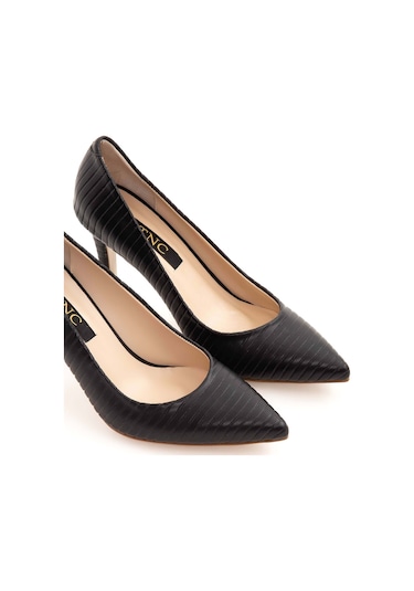 Tamer Tanca Kadın Hakiki Deri Siyah Stiletto Ayakkabı 22 5205 Bn Ayk Sıyah 01 Siyah