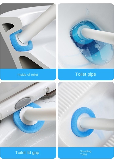 48 Adet Tek Kullanımlık Tuvalet Fırçası Yedekleri Ölü Açı Yok Köpük Mavi Mavi