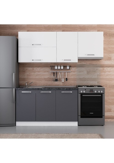 Minar 200 Cm Mutfak Dolabı Beyaz Antrasit 200-a7