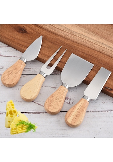 Moveevo 4'lü Peynir Bıçağı Seti: Gövde Ahşap/çelik, Yumuşak-sert Peynirler İçin Uygun, Parti Ve Misafirleriniz İçin Mükemmel Diğer