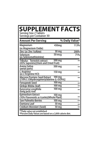 Muscle Rulz Test Booster Tribulus+fenugreek+ginkgo Biloba+zinc 60