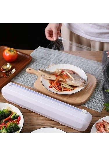 Ulzyvf Bosphorusboutique Vakumlu Streç Film Kesici Saklama Kutusu, Beyaz, Yt Model Beyaz Beyaz
