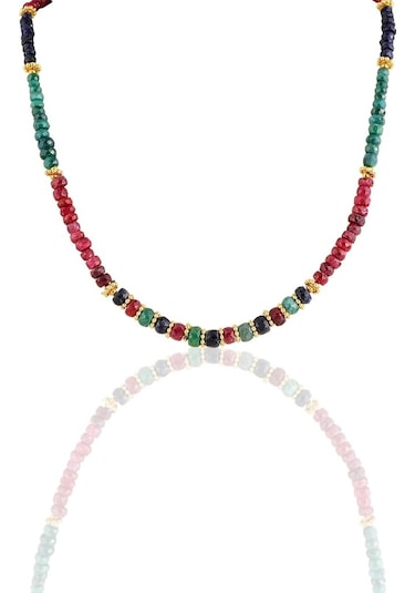 Gümüş Altın Yaldızlı Kök Yakut Kök Zümrüt ve Safir Doğal Taşlı Ko