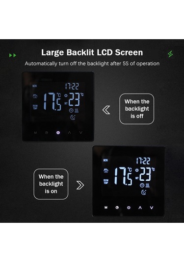 Xindoker Beyaz Wifi Akıllı Isıtma Termostati - Lcd Dokunmatik Ekran, Haftalık Programlama, App Kontrol, 16a, Doğru Sıcaklık Regülasyonu