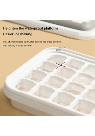 Çift Katmanlı Buz Küpü Makinesi Kalıp Kutusu Mutfak Pres Kapaklı Buz Tepsisi Bpa İçermez, Fda Sertifikası Yok - Pembe