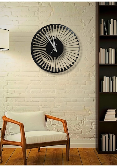 3d Efektli Şık Modern Zarif Metal Duvar Saati Siyah