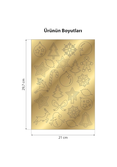 Gold Yılbaşı Temalı Metalik Duvar Sticker Çok Renkli