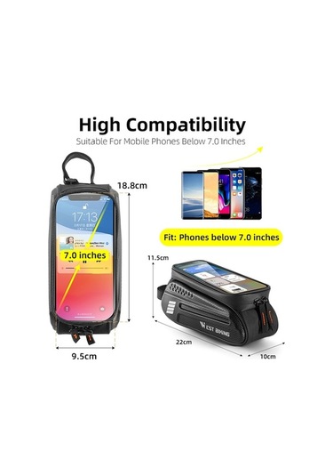 Didadodo Yp0707283 1.5l Karbon Fiber Bisiklet Su Geçirmez Ekran Ön Çerçeve Telefon Çantası Renkli Tasarım, Çok Renkli Çok Renkli