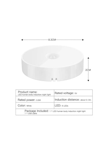 SGE Teknoloji Hareket Sensörlü USB Şarjlı LED Işık Lamba