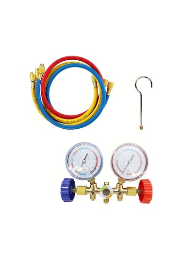 Dashanshop Ac Şarj Test Cihazı 3 Hortumlu Diagnostic Orifis Manometre R12 R22 R404a R134a Tool07