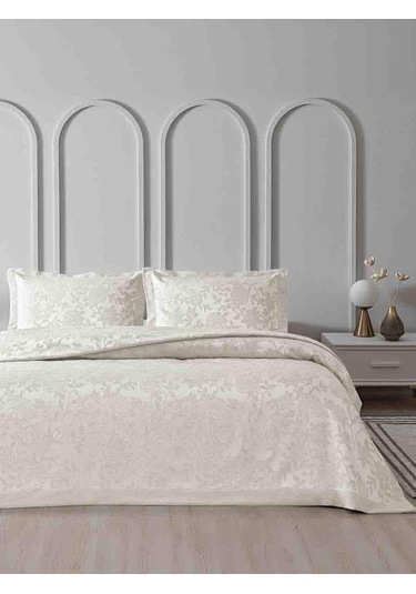 Yatak Örtüsü Seti Jakarlı Estela Krem