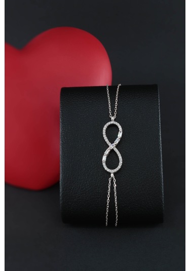 Baget Taşlı 925 Ayar Gümüş Kadın Ayarlanabilir Bileklik - Gümüş