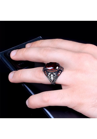 Zirkon Taşlı Akrep Model 925 Ayar Gümüş Erkek Yüzük Silver Gümüş