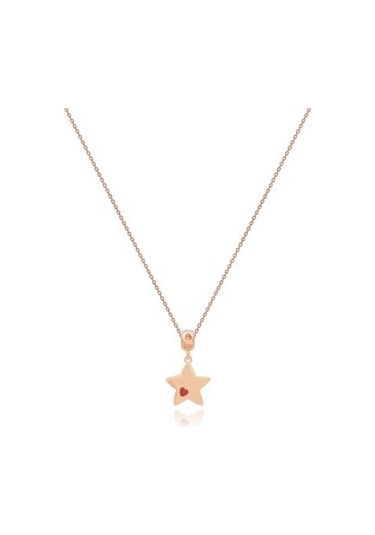 Diamond Line Gülaylar Pembe Altın 14 Ayar Yıldız Kolye 448465852