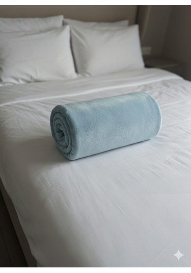 Peluş Tek Kişilik Battaniye Welsoft Battaniye Tv Battaniyesi Polar Battaniye Süper Yumuşak Buz Mavisi