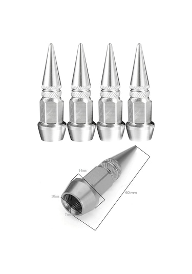 Oto Araba Sibop Kapağı Seti Metal Sivri 4'lü Set Krom 60 Mm