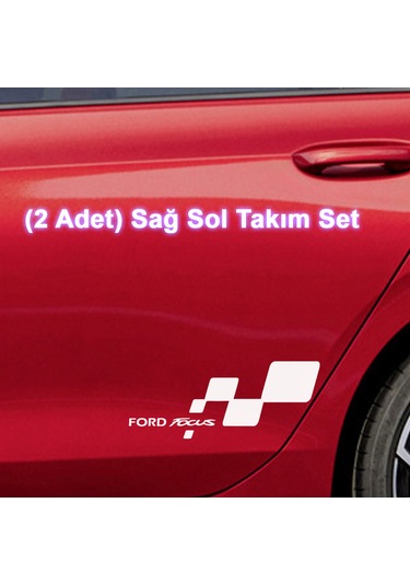 2 Adet Ford Focus Sticker - Kapı Altı Sticker - 30cm X 12cm - Beyaz