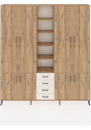 Arges Dolap 17 Raflı 4 Çekmeceli 8 Kapaklı 220x30x243 Çam-çam/aytaşı Atlas Çam/aytası