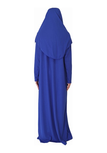 Koyu Mavi Fermuarsız Namaz Elbisesi Koyu Mavi