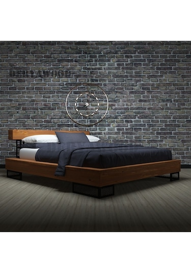 Noz Doğal Ağaç Karyola Çift Kişilik-200x200 Cm- Açık Ceviz Renk